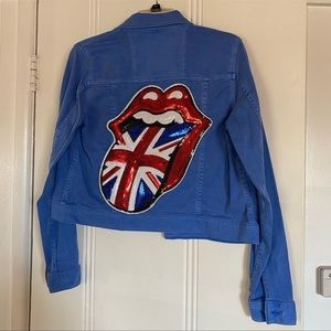 Michael Kors blue sequenced British Rolling Stone jacket